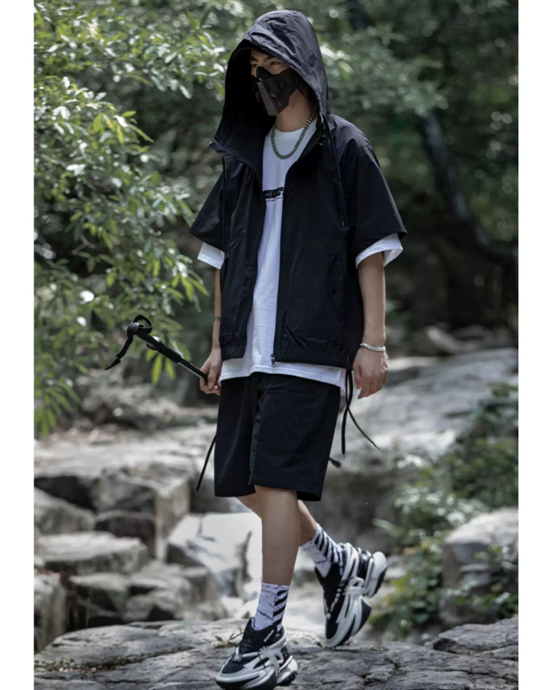 Versatile Cargo Jacket & Shorts Set -  unisex clothing - Versatile Cargo Jacket and Shorts Set for Outdoor Fun - View 14