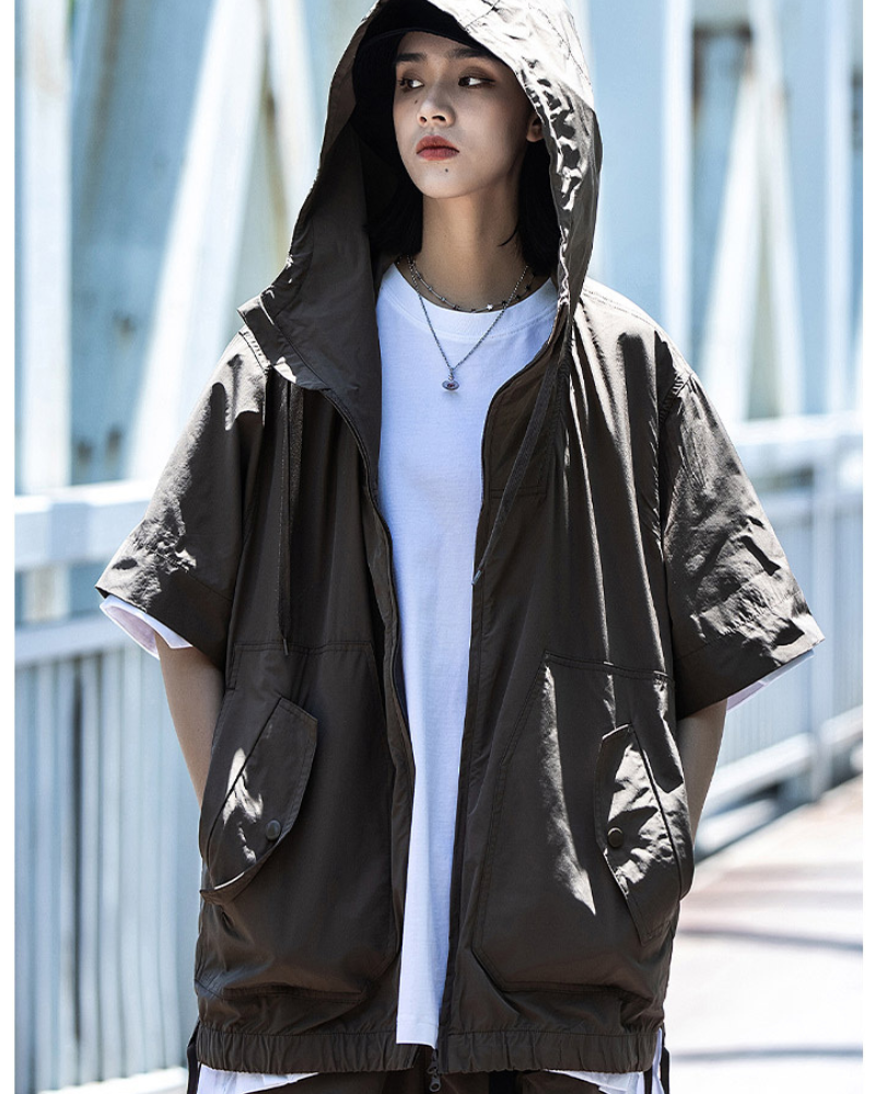 Versatile Cargo Jacket & Shorts Set -  unisex clothing - Versatile Cargo Jacket and Shorts Set for Outdoor Fun - View 7