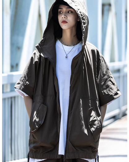Versatile Cargo Jacket & Shorts Set -  unisex clothing - Versatile Cargo Jacket and Shorts Set for Outdoor Fun - View 7