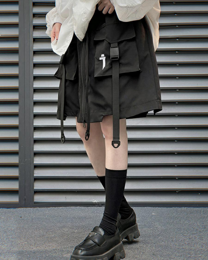 Versatile Cargo Skirt Shorts -  fashionable shorts - Functional Cargo Skirt Shorts for Everyday Style - View 3