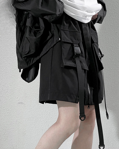 Versatile Cargo Skirt Shorts -  stylish unisex shorts - Functional Cargo Skirt Shorts for Everyday Style - View 6