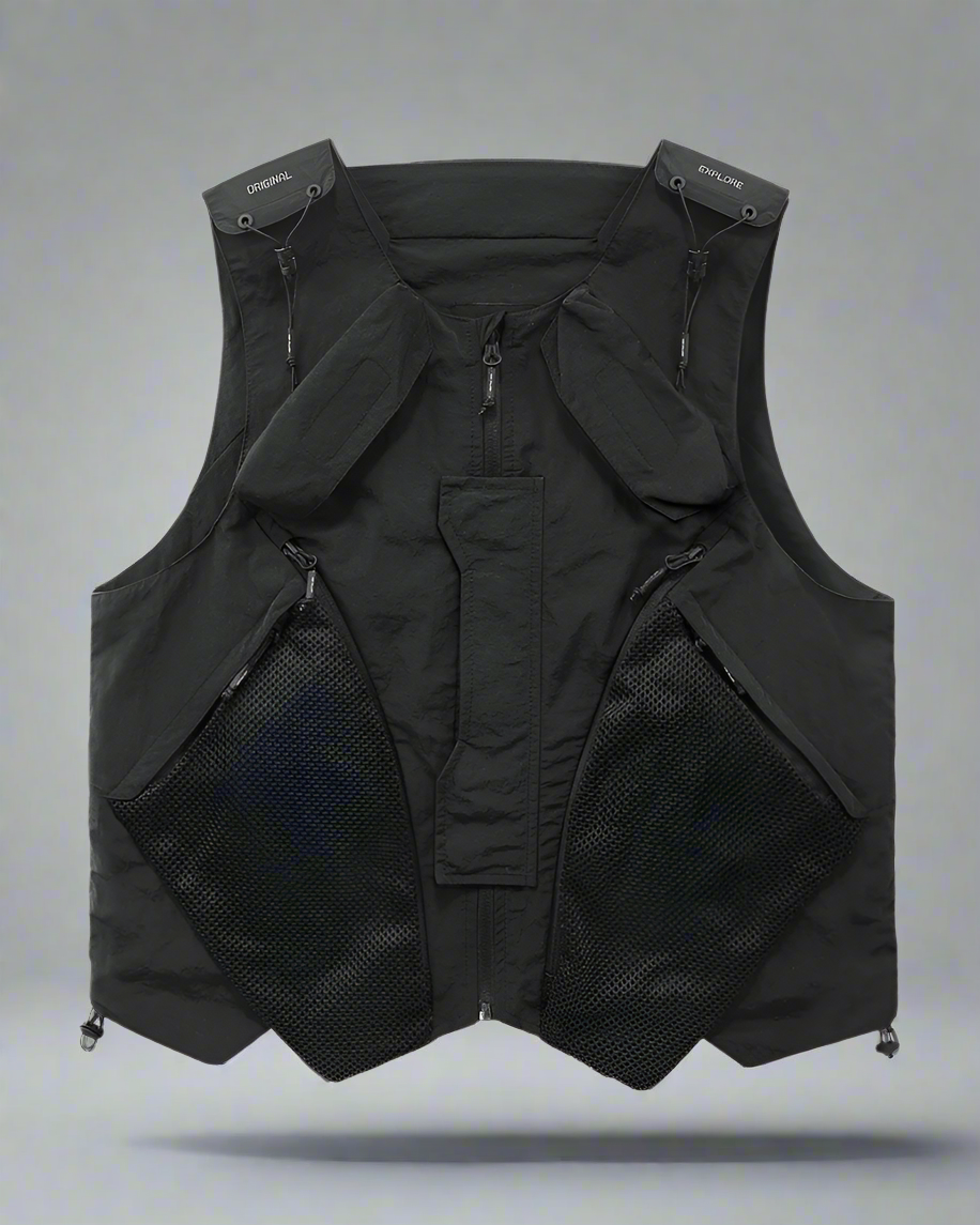 Versatile Cargo Sports Vest - black outdoor vest - Comfortable Cargo Sports Vest for Outdoor Adventures - Main view