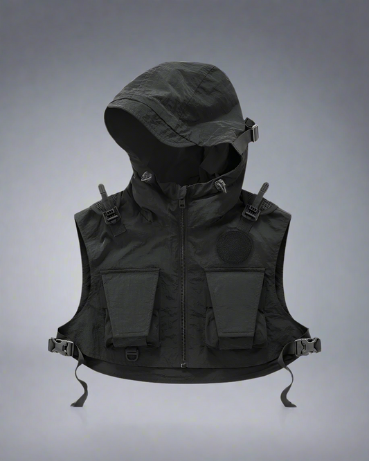 Versatile Cropped Cargo Vest - cropped vest - Versatile Cropped Cargo Vest for Stylish Outdoor Wear - Main view