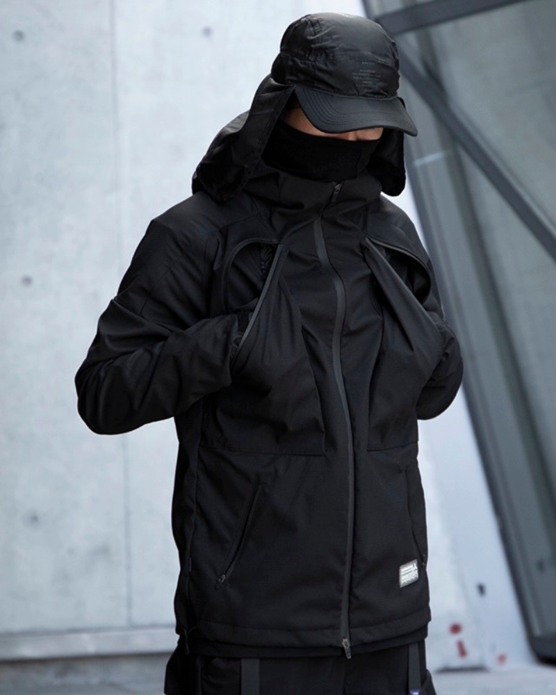 Versatile Cyberpunk Pocket Jacket -  black jacket - Cyberpunk Pocket Jacket for Everyday Versatility - View 3