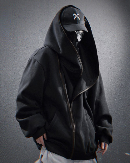Versatile Diagonal Zip Hoodie - diagonal zip hoodie - Diagonal Zip Hoodie for Urban Exploration - Main view