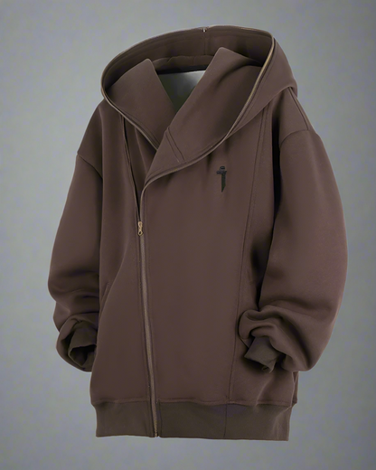 Versatile Diagonal Zip Hoodie -  functional techwear clothing - Diagonal Zip Hoodie for Urban Exploration - View 10