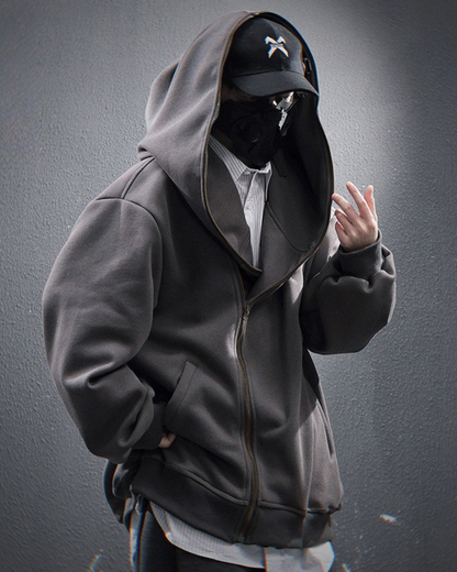 Versatile Diagonal Zip Hoodie -  functional techwear clothing - Diagonal Zip Hoodie for Urban Exploration - View 3