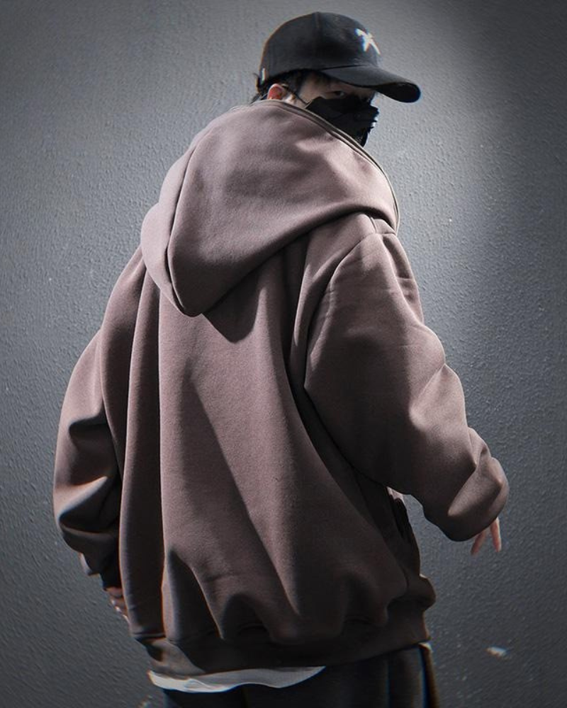 Versatile Diagonal Zip Hoodie -  futuristic hoodie - Diagonal Zip Hoodie for Urban Exploration - View 4
