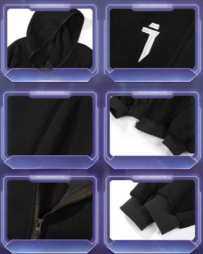 Versatile Diagonal Zip Hoodie -  stylish casual hoodie - Diagonal Zip Hoodie for Urban Exploration - View 12