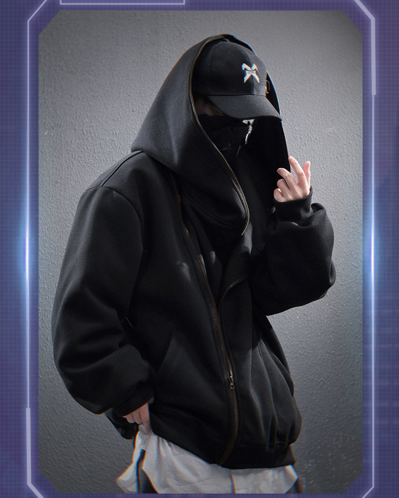 Versatile Diagonal Zip Hoodie -  stylish casual hoodie - Diagonal Zip Hoodie for Urban Exploration - View 5