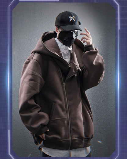 Versatile Diagonal Zip Hoodie -  techwear hoodie - Diagonal Zip Hoodie for Urban Exploration - View 6