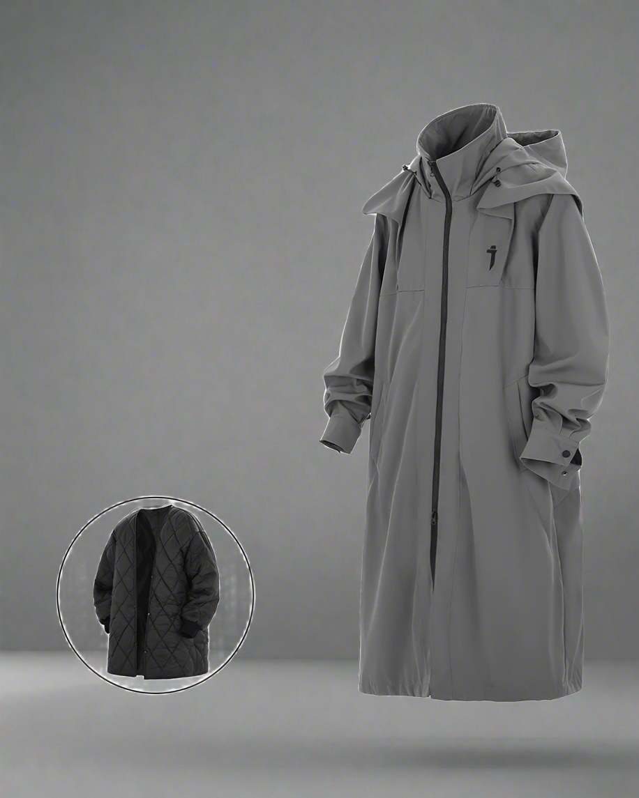 Versatile Double Zipper Long Coat - techwear functional coat - Stylish Double Zipper Long Coat for Everyday Wear - View 10