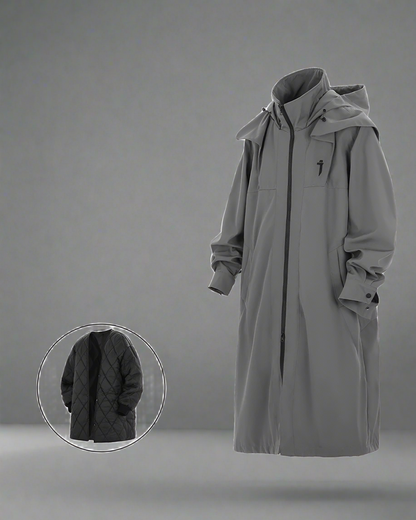 Versatile Double Zipper Long Coat - techwear functional coat - Stylish Double Zipper Long Coat for Everyday Wear - View 10