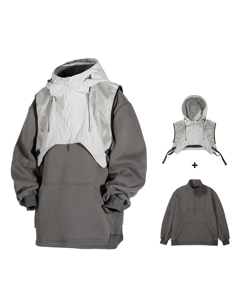 Versatile Dual-Layered Hoodie Vest - detachable hoodie - Urban Dual-Layered Hoodie Vest for Modern Style - View 10