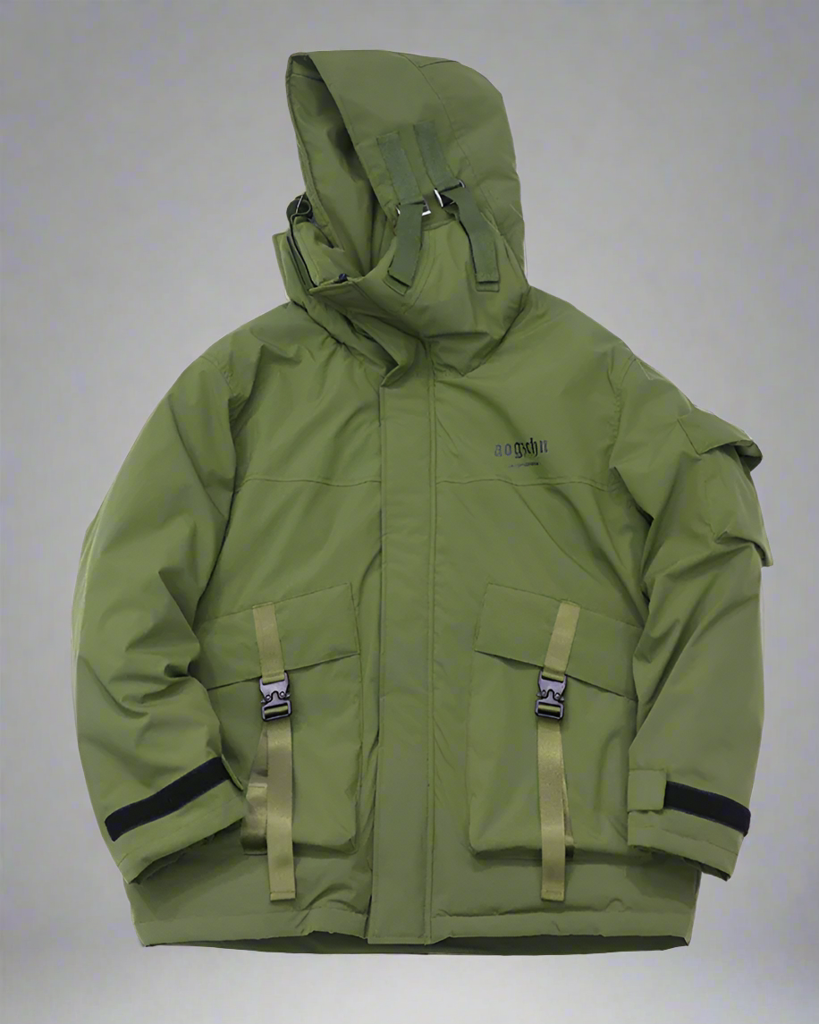 Versatile Fish Mouth Winter Jacket -  black green - Stylish Fish Mouth Winter Jacket for Urban Days - View 14