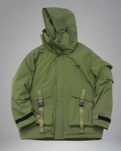 Versatile Fish Mouth Winter Jacket -  black green - Stylish Fish Mouth Winter Jacket for Urban Days - View 14
