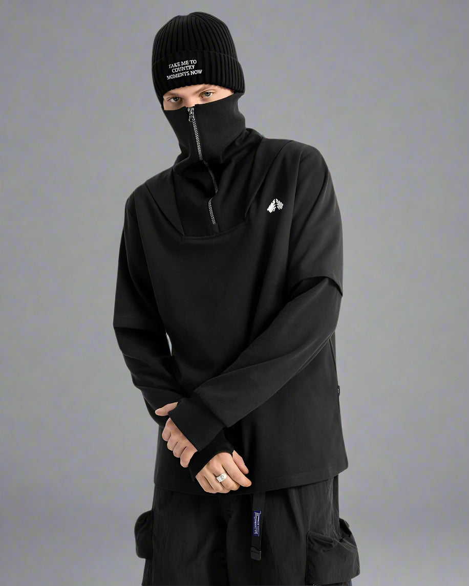 Versatile High Neck Outdoor Hoodie -  hiking gear - Versatile High Neck Outdoor Hoodie for Active Adventures - View 5