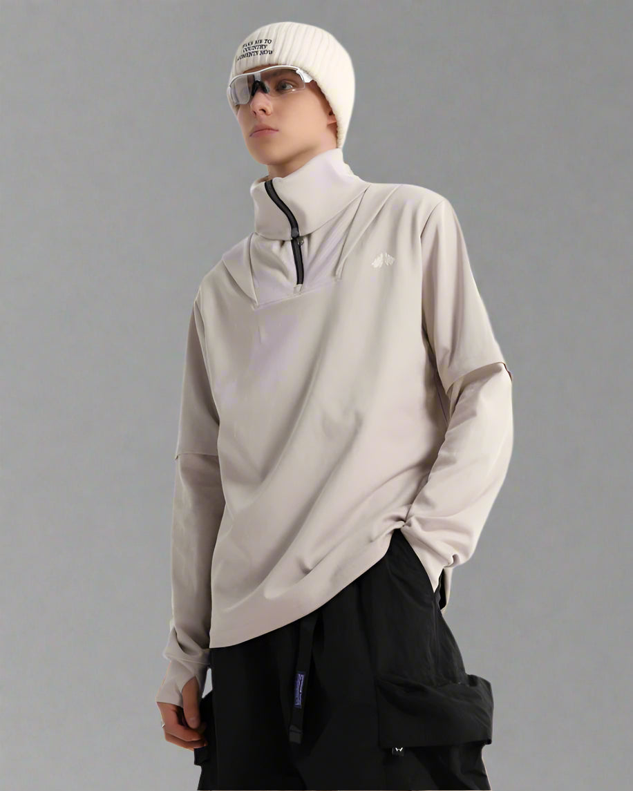Versatile High Neck Outdoor Hoodie -  multi-form hoodie - Versatile High Neck Outdoor Hoodie for Active Adventures - View 6