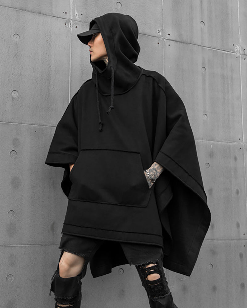 Versatile Hooded Batwing Cape - futuristic techwear - Stylish Hooded Batwing Cape for Every Occasion - Main view