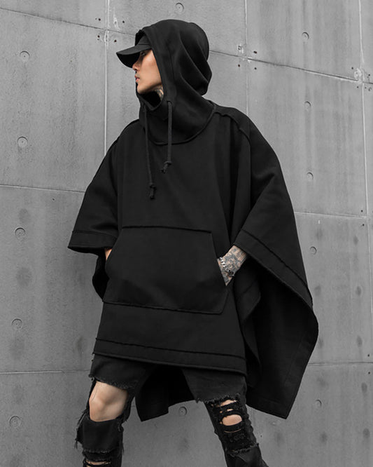 Versatile Hooded Batwing Cape - futuristic techwear - Stylish Hooded Batwing Cape for Every Occasion - Main view