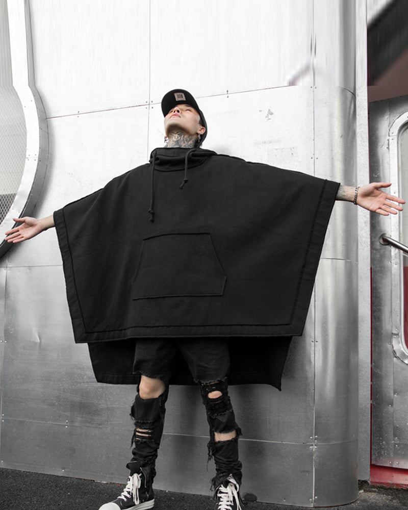 Versatile Hooded Batwing Cape -  techwear cape - Stylish Hooded Batwing Cape for Every Occasion - View 6