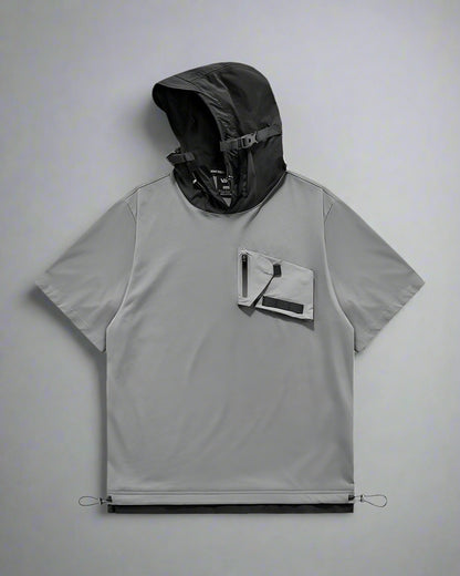 Versatile Hooded Tee with Pockets - hooded tee - Hooded T-Shirt with Chest Bag for Everyday Comfort - Main view