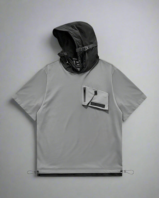 Versatile Hooded Tee with Pockets - hooded tee - Hooded T-Shirt with Chest Bag for Everyday Comfort - Main view