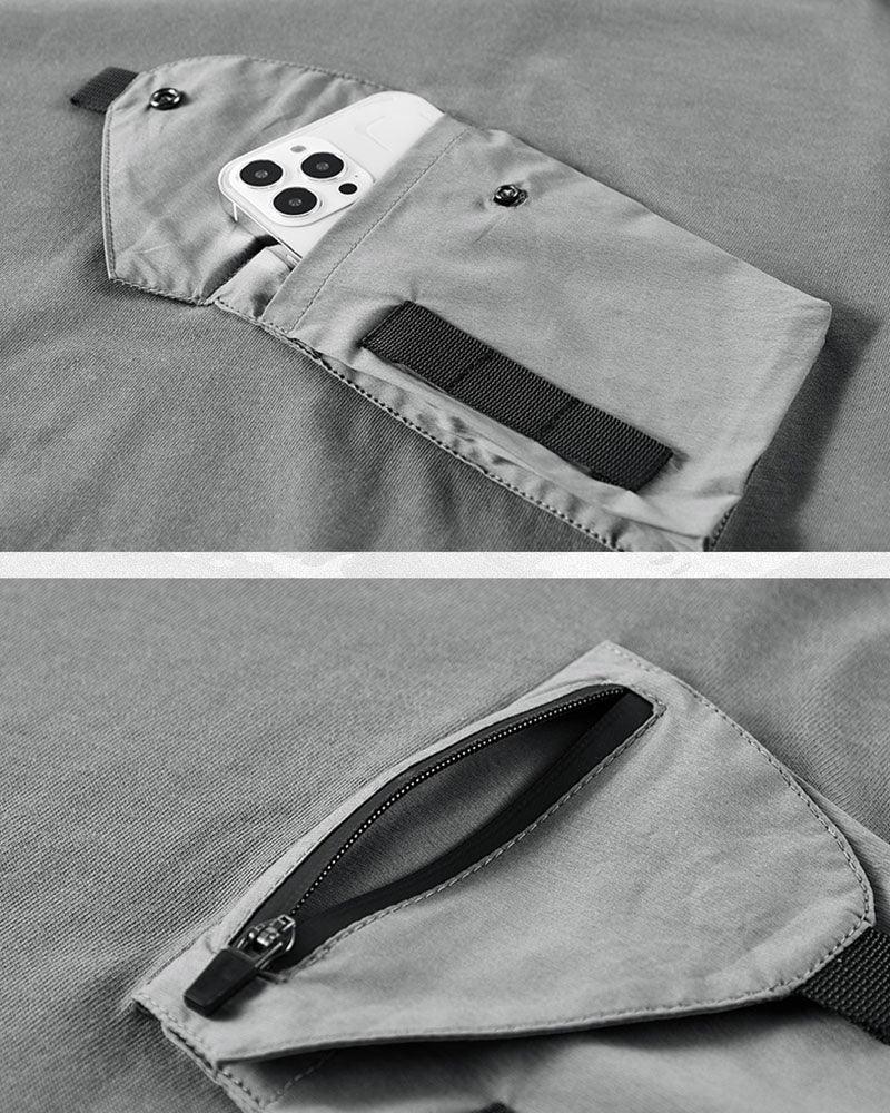 Versatile Hooded Tee with Pockets - hooded tee - Hooded T-Shirt with Chest Bag for Everyday Comfort - View 8