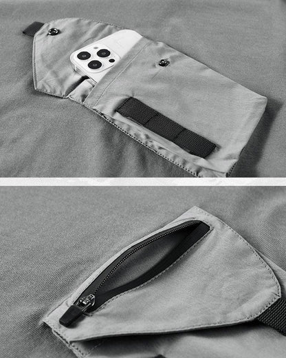 Versatile Hooded Tee with Pockets - hooded tee - Hooded T-Shirt with Chest Bag for Everyday Comfort - View 8
