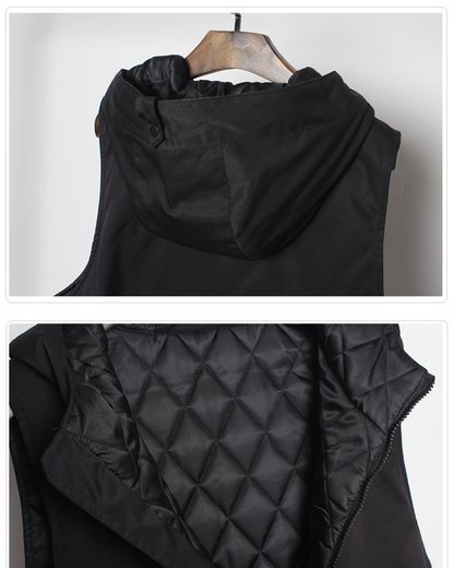 Versatile Hooded Winter Vest -  stylish vest - Stylish Hooded Winter Vest with Functional Pockets - View 8