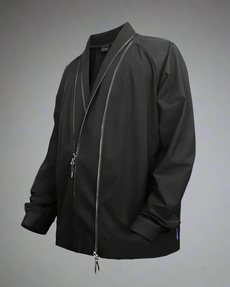 Versatile Japanese Kimono Cover-Up - stylish kimono jacket - Functional Japanese Kimono Cover-Up in Black - View 10
