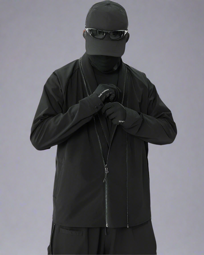 Versatile Japanese Kimono Cover-Up -  techwear kimono - Functional Japanese Kimono Cover-Up in Black - View 7