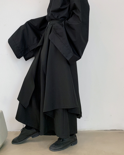 Versatile Layered Hakama Trousers -  black pants - Contemporary Layered Hakama Trousers for Everyday Style - View 3