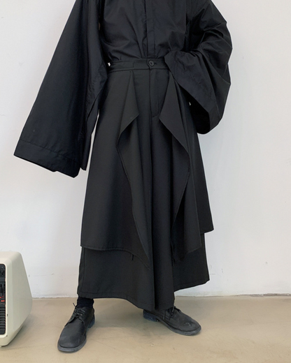 Versatile Layered Hakama Trousers -  comfortable polyester pants - Contemporary Layered Hakama Trousers for Everyday Style - View 4