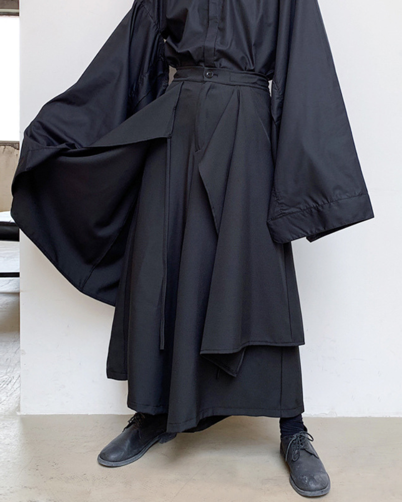 Versatile Layered Hakama Trousers - hakama trousers - Contemporary Layered Hakama Trousers for Everyday Style - Main view