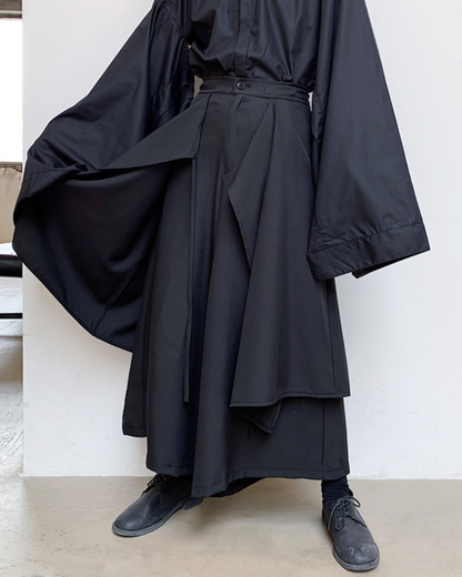 Versatile Layered Hakama Trousers - hakama trousers - Contemporary Layered Hakama Trousers for Everyday Style - Main view