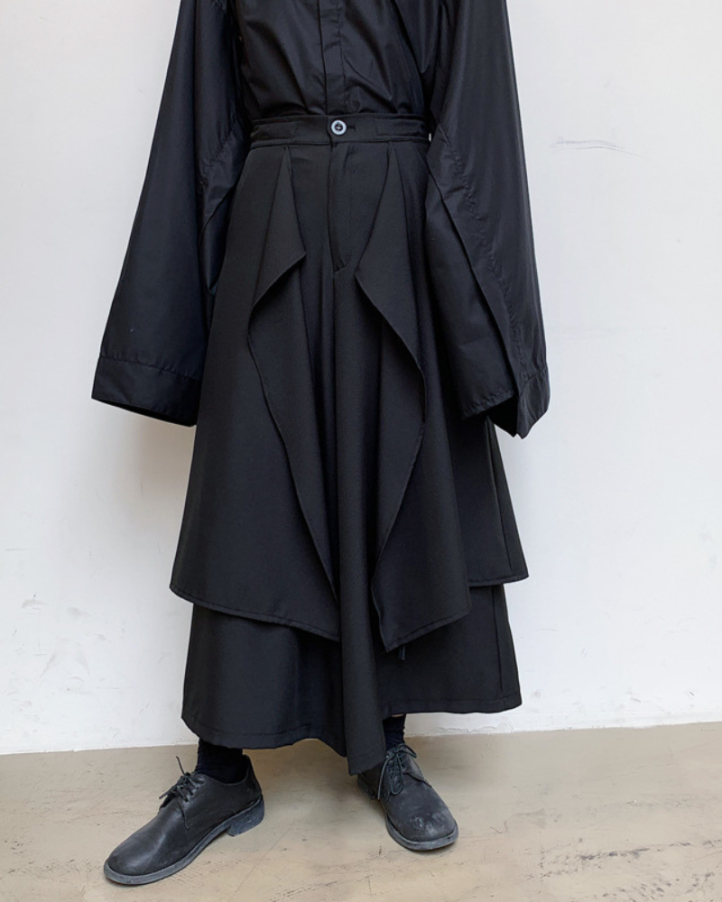 Versatile Layered Hakama Trousers - traditional japanese style - Contemporary Layered Hakama Trousers for Everyday Style - View 2