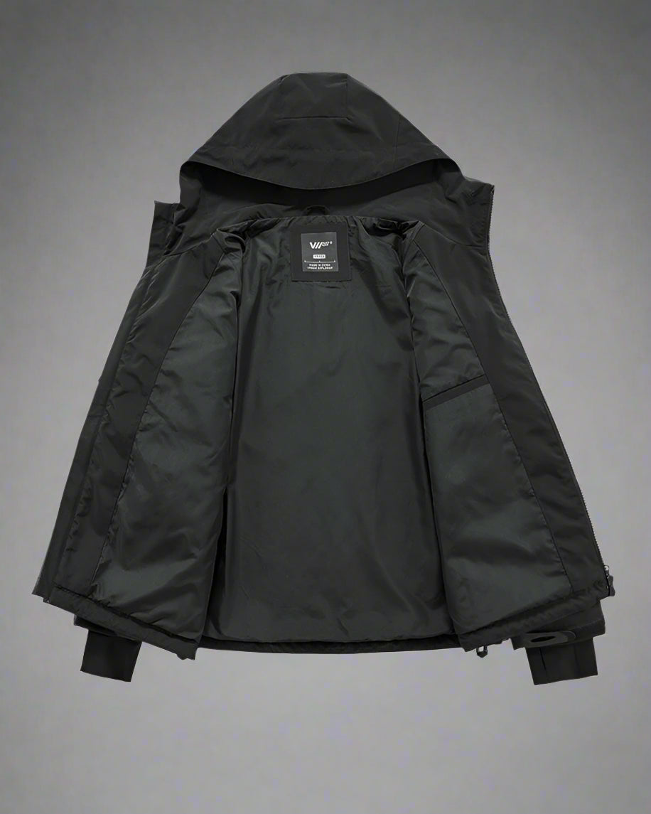 Versatile Multi-Pocket Hooded Jacket -  black jacket - Stylish Multi-Pocket Hooded Jacket for Every Adventure - View 3