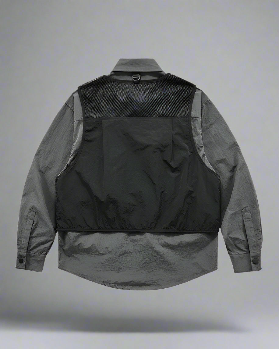 Versatile Multi-Pocket Layered Shirt -  comfortable and durable design - Layered Multi-Pocket Techwear Shirt for Urban Style - View 3