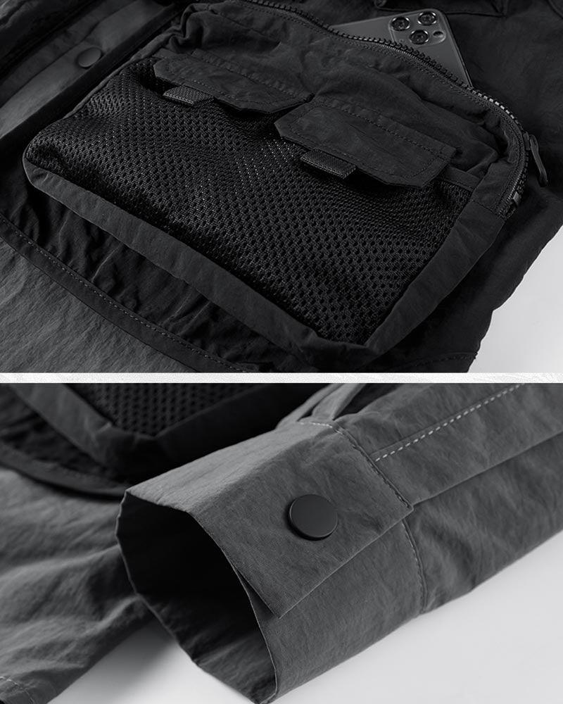 Versatile Multi-Pocket Layered Shirt -  inspired by Cyberpunk aesthetics - Layered Multi-Pocket Techwear Shirt for Urban Style - View 6