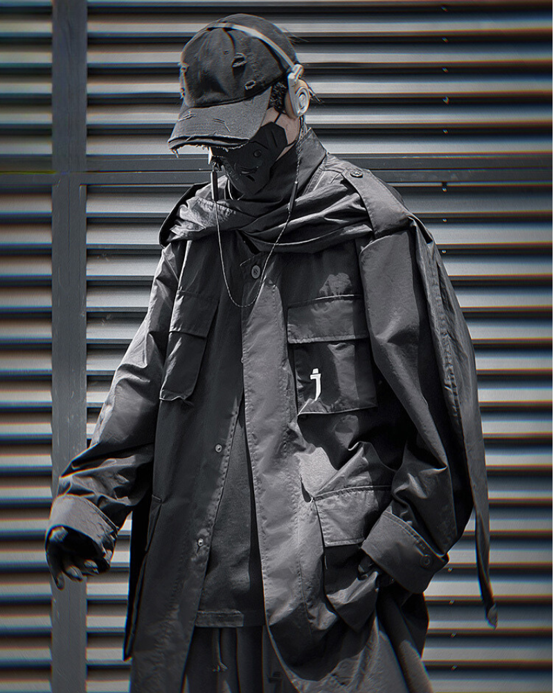 Versatile Multi-Pocket Scarf Coat -  functional fashion coat - Multi-Pocket Scarf Coat for Stylish Urban Wear - View 4