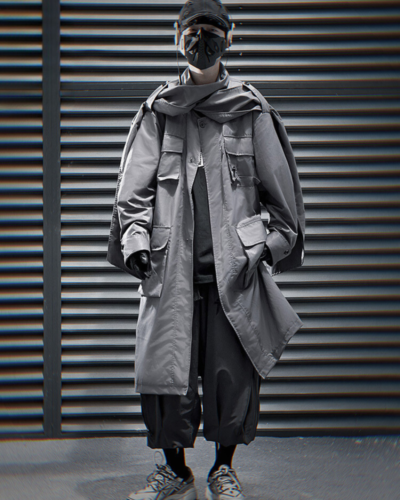 Versatile Multi-Pocket Scarf Coat - multi-pocket - Multi-Pocket Scarf Coat for Stylish Urban Wear - Main view