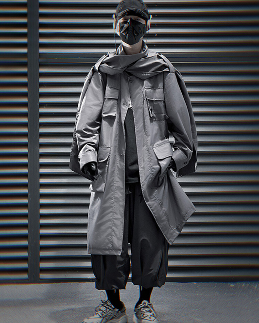 Versatile Multi-Pocket Scarf Coat - multi-pocket - Multi-Pocket Scarf Coat for Stylish Urban Wear - Main view