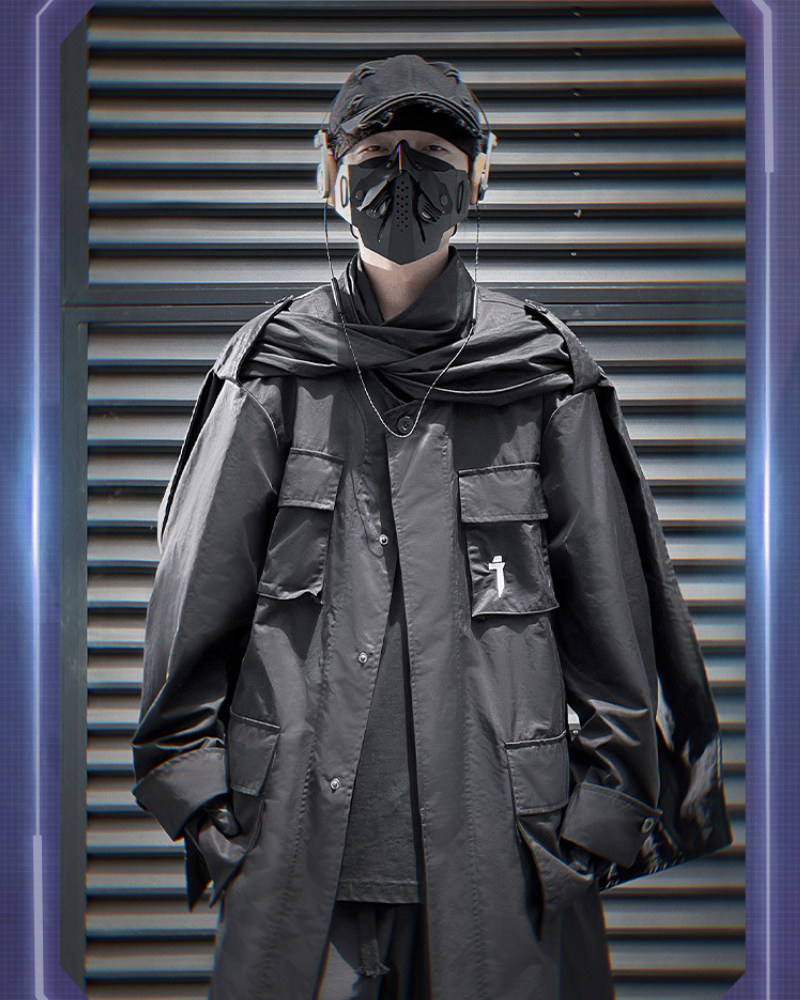 Versatile Multi-Pocket Scarf Coat -  urban style - Multi-Pocket Scarf Coat for Stylish Urban Wear - View 7
