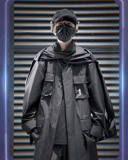 Versatile Multi-Pocket Scarf Coat -  urban style - Multi-Pocket Scarf Coat for Stylish Urban Wear - View 7