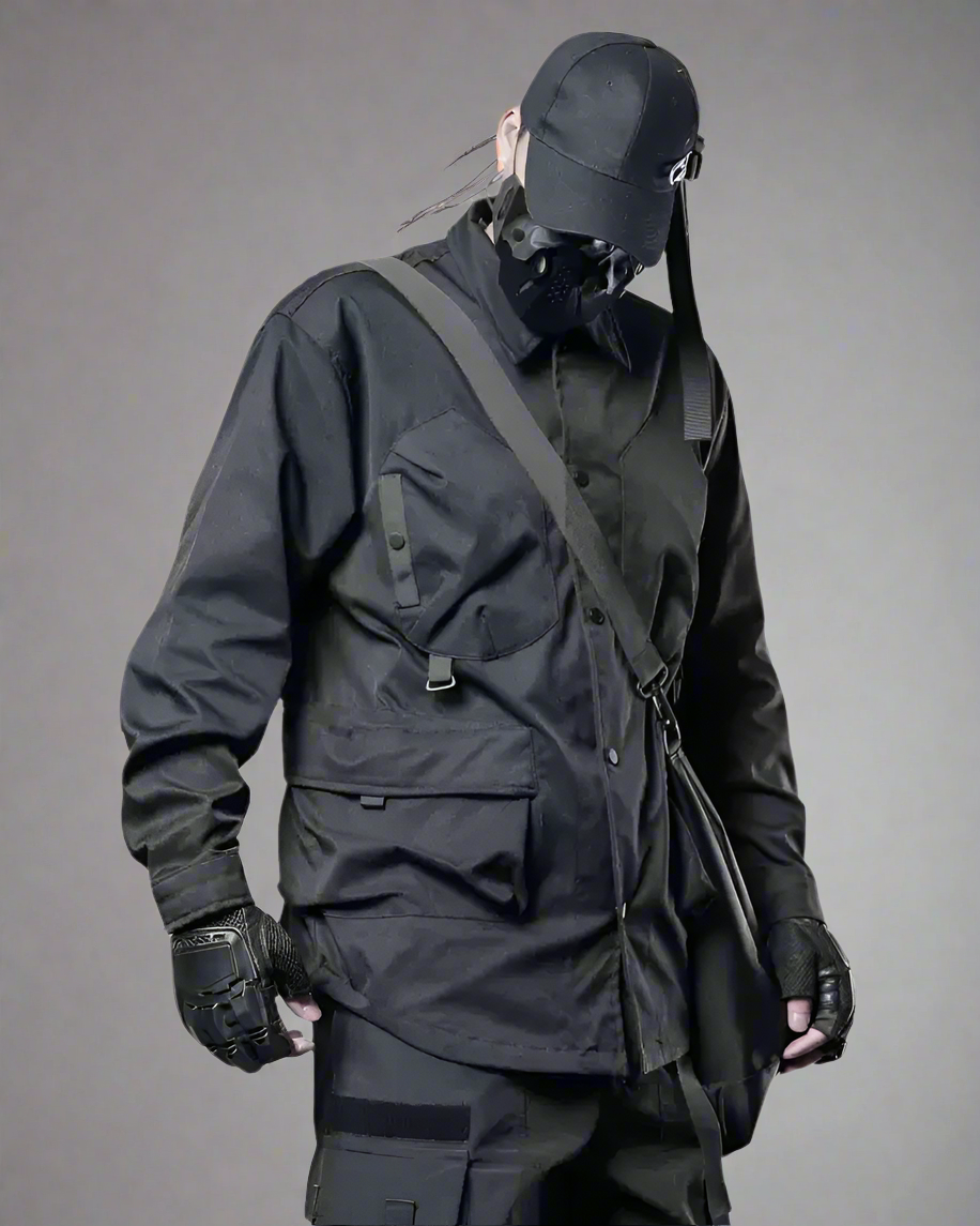 Versatile Patchwork Cargo Shirt - functional shirt - Stylish Multi-Pocket Patchwork Cargo Shirt - Main view