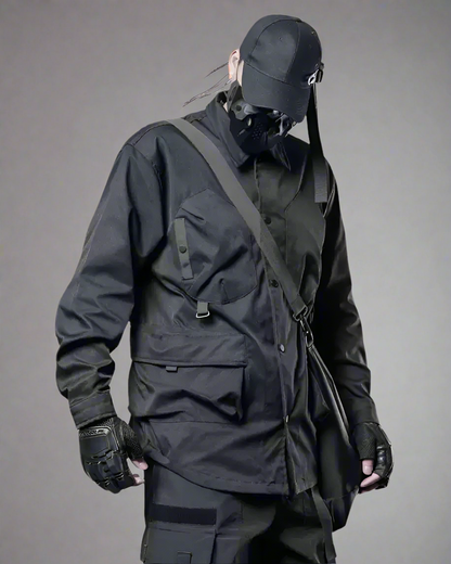 Versatile Patchwork Cargo Shirt - functional shirt - Stylish Multi-Pocket Patchwork Cargo Shirt - Main view