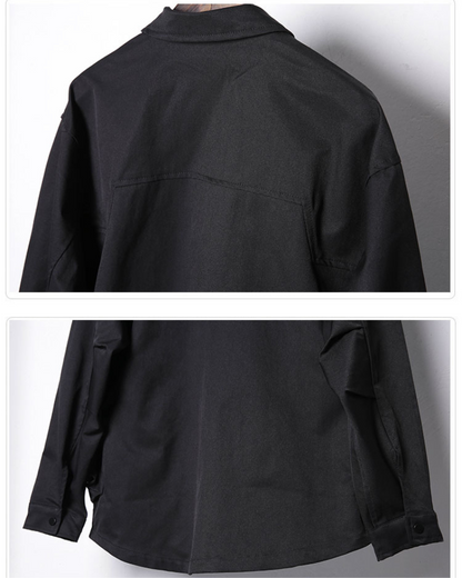 Versatile Patchwork Cargo Shirt - functional shirt - Stylish Multi-Pocket Patchwork Cargo Shirt - View 9
