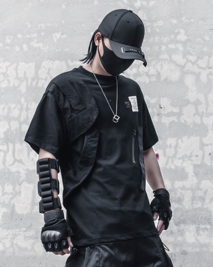 Versatile Patchwork Cargo Tee - functional patchwork t-shirt - Stylish Patchwork Cargo Tee for Urban Adventures - View 2