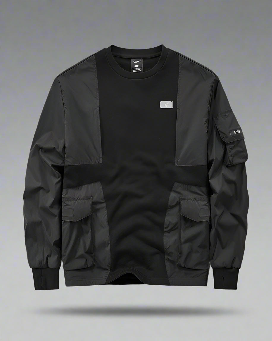 Versatile Patchwork Tech Pullover - stylish sweater - Stylish Patchwork Tech Pullover for Urban Lifestyle - Main view